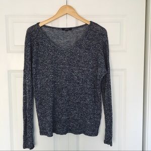 knit navy and white sweater